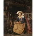 thumbnail image 2 of Robert Wylie 12x14 Gold Ornate Wood Frame and Double Matted Museum Art Print Titled - The Breton File (The Spinner) (1871), 2 of 4