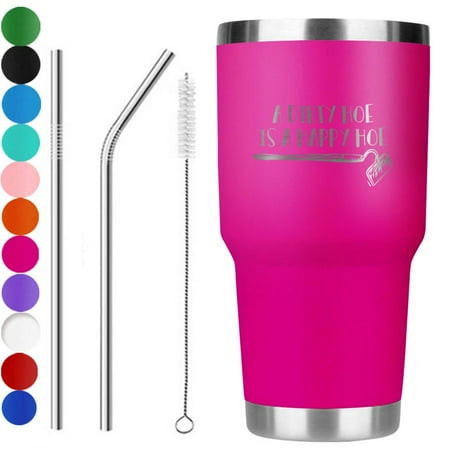 

30oz Thermos cup a dirty hoe is a happy hoe laser etched tumbler premium (pink)