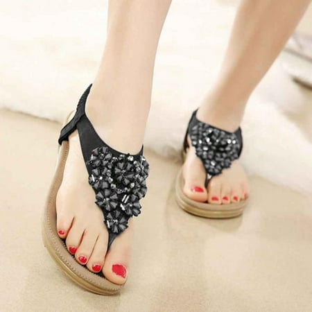 

Perfect Summer Gift! On Sale HIMIWAY Slippers for Women Women Summer 2023 Beach or Pool Solid Color Flip-Flops Open Toe Boho light flat Black Eur:39 US:7.5 UK:5.5