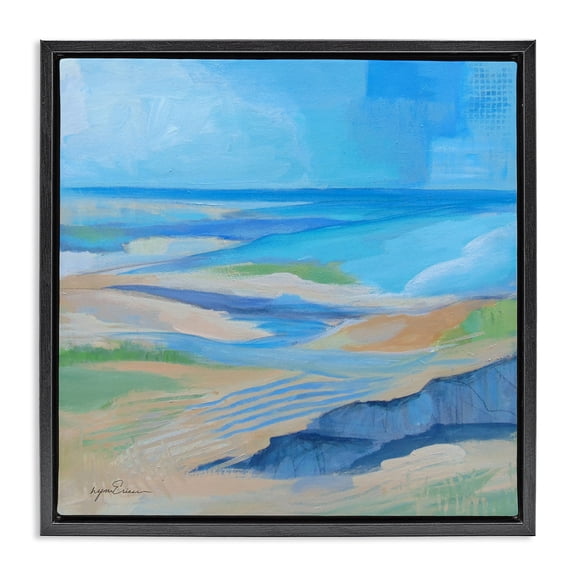Stupell Industries Coastal After The Storm Beachscape Black Floating Frame Canvas Art, 18 x 18, by Lynn Ericson Fine Art