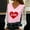 014 Pink, variant on Hvot&aat Women's Romantic Lace Long Sleeve Insert V-Neck Blouse Heart Print Valentine's Day Elegant Shirts
