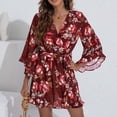 thumbnail image 1 of SHOPESSA Women's Plus Size Dresses Casual Spring Summer Dresses V Neck Short Sleeve Ruffle Floral Flowy Boho Mini Short Beach Dress, 1 of 8
