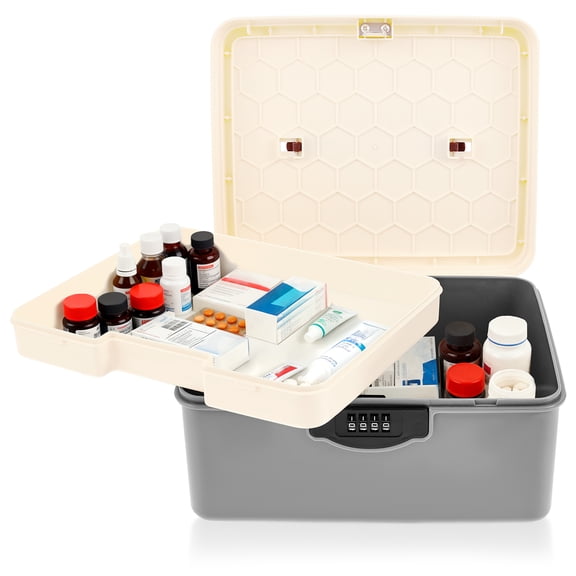 Ikoopy Lockable Medicine Box Medication Lockable Container for Refrigerator with Code Locking Box for Medicine Phone Office Document Safety