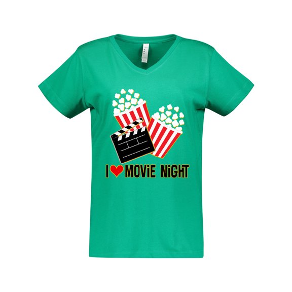Inktastic I Love Movie Night Women's V-Neck T-Shirt