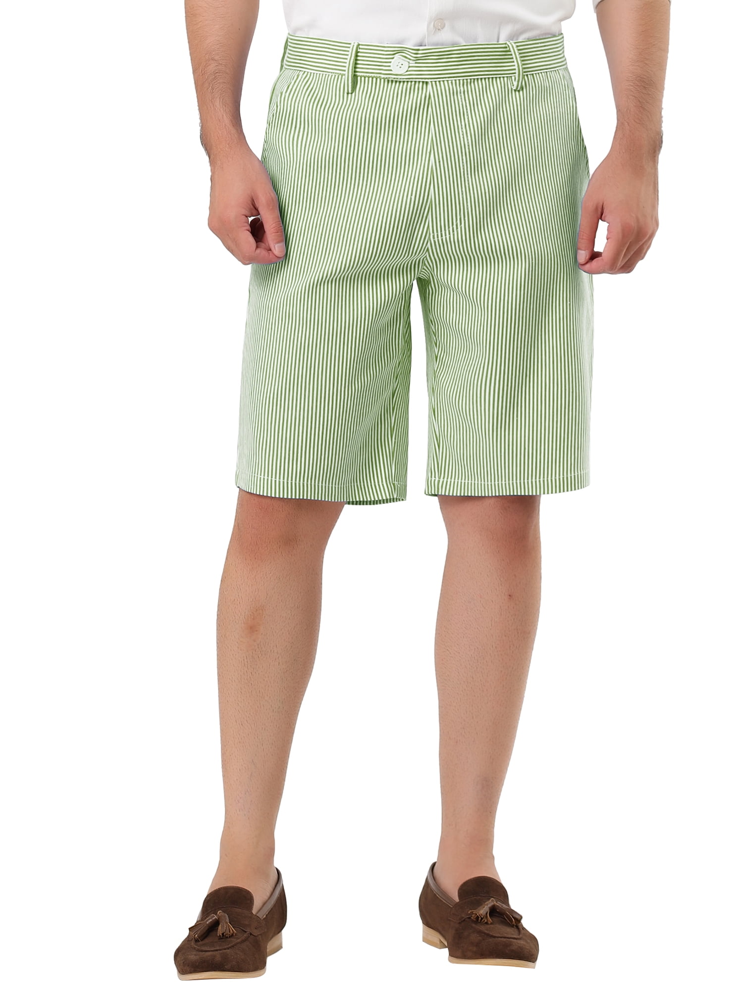 uxcell Men's Summer Shorts Stripe Slim Fit Flat Front Seersucker Chino Short Pants 
