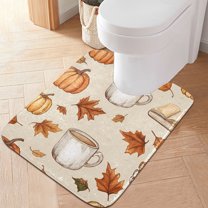 Yayeee Bath Rug for Bathroom Floor Non Slip Contour Fluffy Soft Absorbent Mat, 20"x24", Fall Mug Pattern