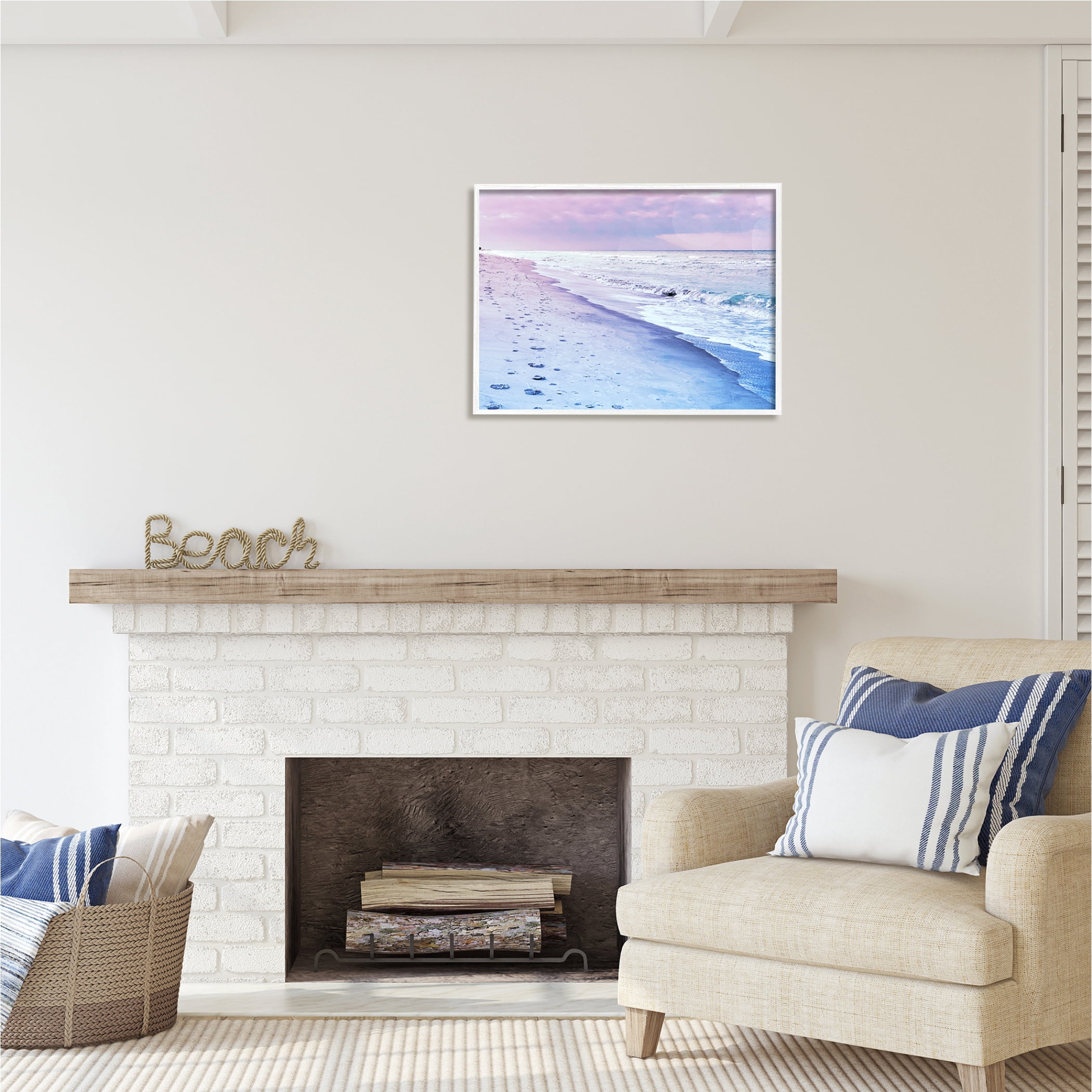 Stupell Industries Dawn Break Shoreline Nature Photography White Framed Art Print Wall Art, 30 x 24