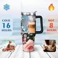 thumbnail image 4 of 40oz Pioneer Tumbler with Handle Lid and Straw,Colorful Floral Tumblers Gifts for Women Girls Men Adults（Black）, 4 of 7