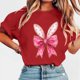 thumbnail image 2 of Tops de Manga Corta de Verano para las Mujeres Imprimir Blusa de Cuello Redondo, Moda Ligera de Poliéster Spandex, 2 of 5