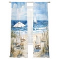 thumbnail image 6 of Coastal Wave Bliue Sheer Curtains for Living Room Bedroom Ocean Oil Painting Sea Beach Plant Sheer Curtains 84 Inch Long 2 Panels Set Light Filtering Curtain Window Treatments Drapes for Dining Room, 6 of 6