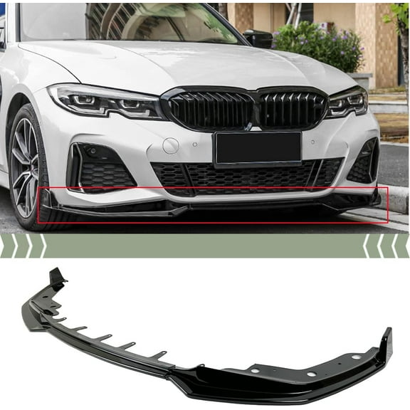 FITS 2019-2021 BMW G20 330i M340i GLOSS BLACK MP STYLE FRONT BUMPER LIP SPLITTER KIT