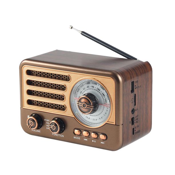AM FM SW Transistor Retro Banda Completa Radio Audio Recargable BT Speaker (Oro)
