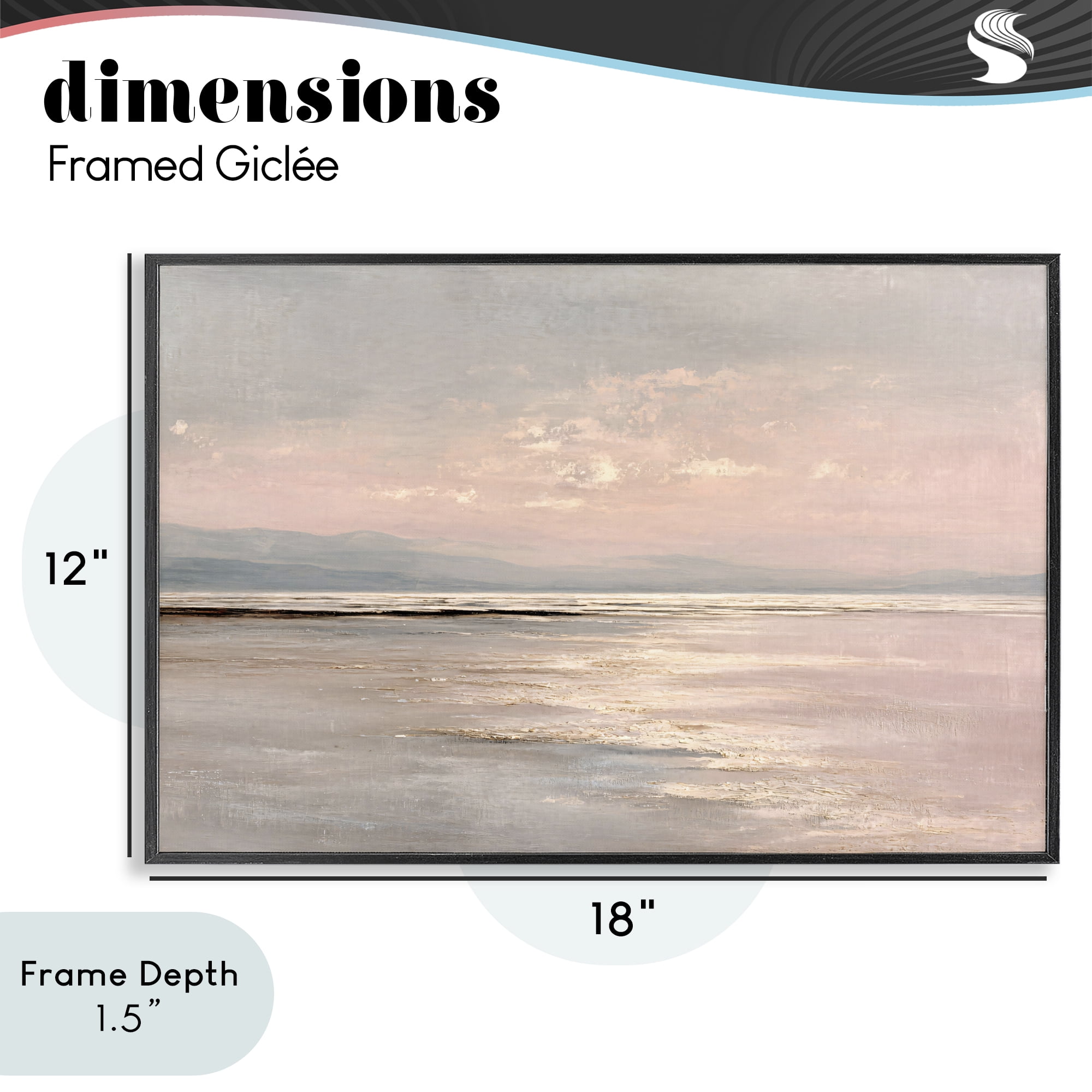 Stupell Industries Vast Blush Seascape Black Framed Giclee Art, design by Jacky Ngan