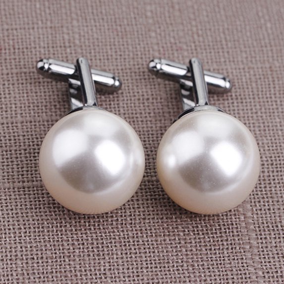 AYYUFE Pack Of 2 Pearl Cufflinks Shirt Sleeve Buttons Clothes Accessory Gift