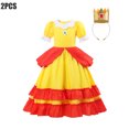 thumbnail image 3 of Disfraz de princesa de melocotón para niños, vestido de actuación de escenario de Margarita y galaxia, traje de fiesta de Halloween de cumpleaños elegante, vestidos de Cosplay, 3 of 5