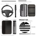 thumbnail image 5 of Uorisanigo Black White US Flag Car Seat Cover Full Set of 18 Pack with Steering Wheel Cover Seat Belt Pads Center Console Pad Headrest Covers Lever Stick Knob Covers Car Coasters Key Chains, 5 of 7