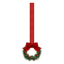 WEGFTDUOP Christmas Kitchen Cabinet Wreaths With Ribbon 3.94 Inch Mini Christmas Wreath Small Kitchen Xmas Decor For Window Door