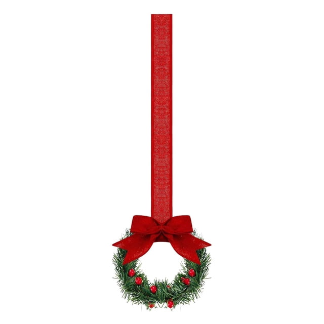 Amzcrzy Advent Cabinet Wreath Ribbon Halloween Decor Christmas Kitchen Cabinet Wreaths with Ribbon 3.94 Inch Mini Christmas Wreath Small Kitchen Xmas Decor for Window Door Fall Decor