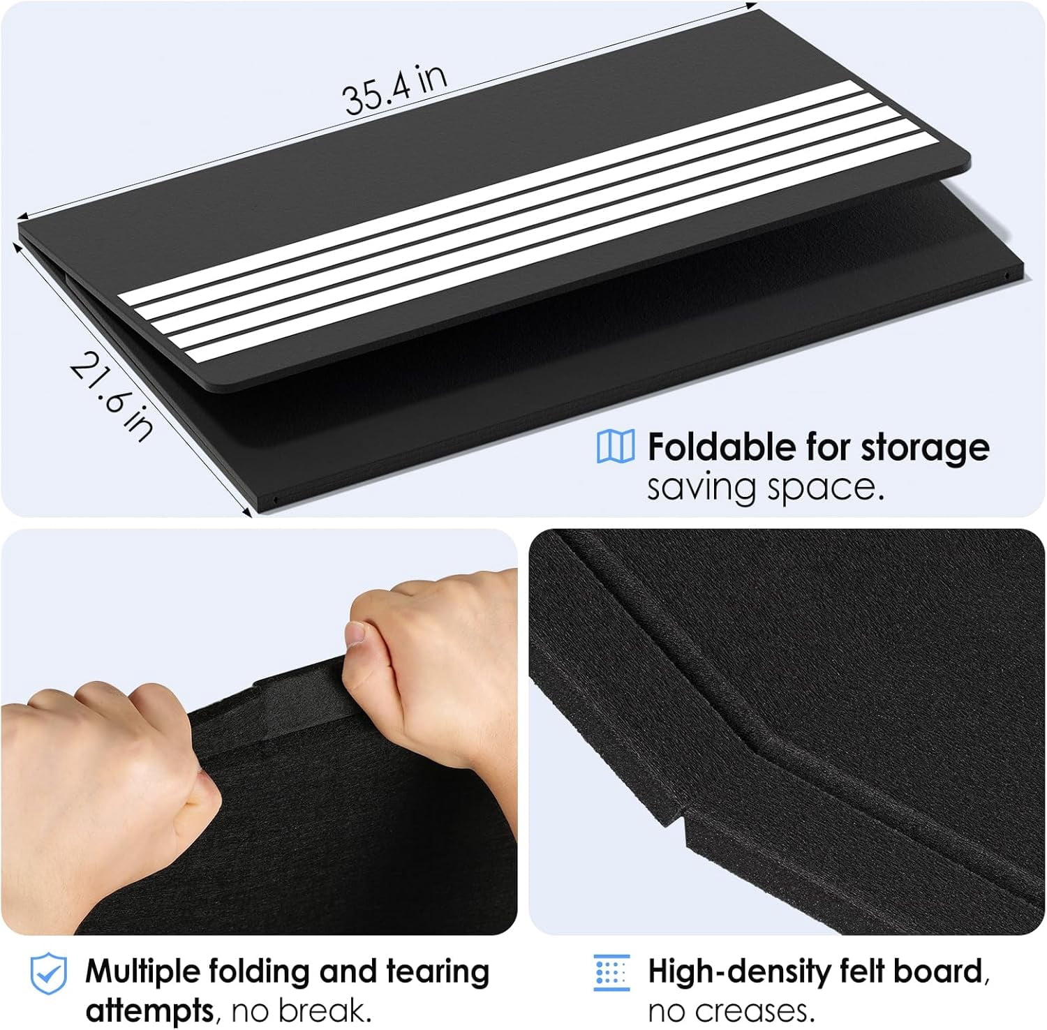 Extra Large Bulletin Board 60" x 36", Foldable Felt Board Vision Board Supplies, Cork Board for Office, Home, School, Small Pin Boards for Walls Decorative Display Board Black