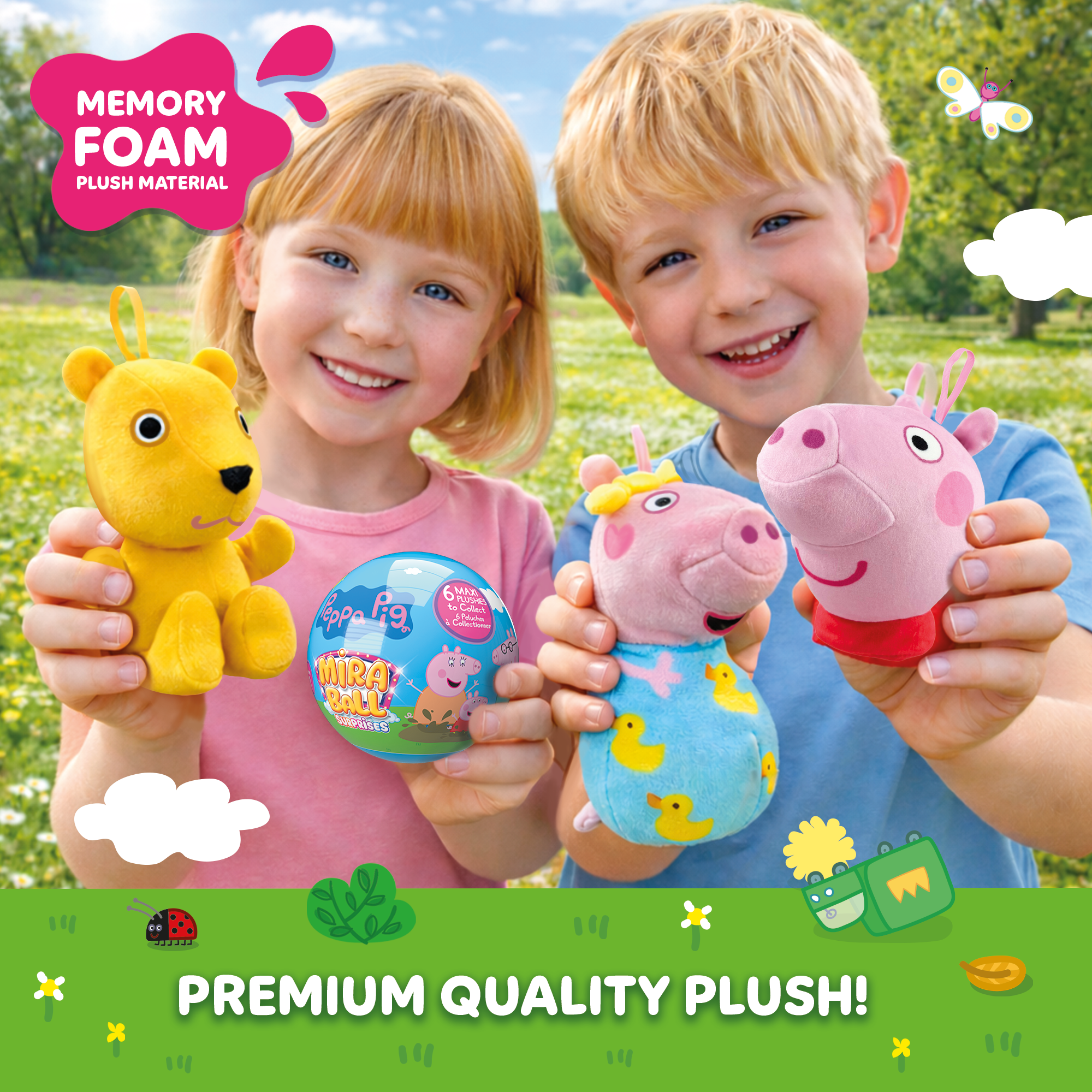 Miraball Surprises Peppa Pig - Pack of 3, Blind Capsule Toys with Expandable Memory Foam Plush & Stickers - Fun Mystery Plush Balls for Kids Collectible Toy Surprises, Party Favors, Gifting