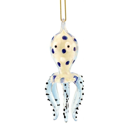 Beachcombers Glass Coastal Spotted Octopus Ornament Glow In Dark 3.5 Inch