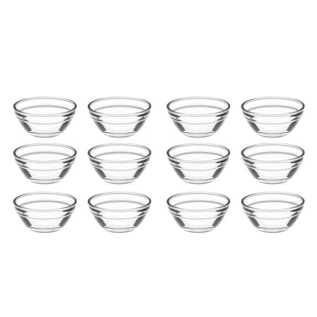 12pcs Glass Pudding Bowls Cups Small Clear Glass Cups Dessert Containers Kitchen Prep Bowls