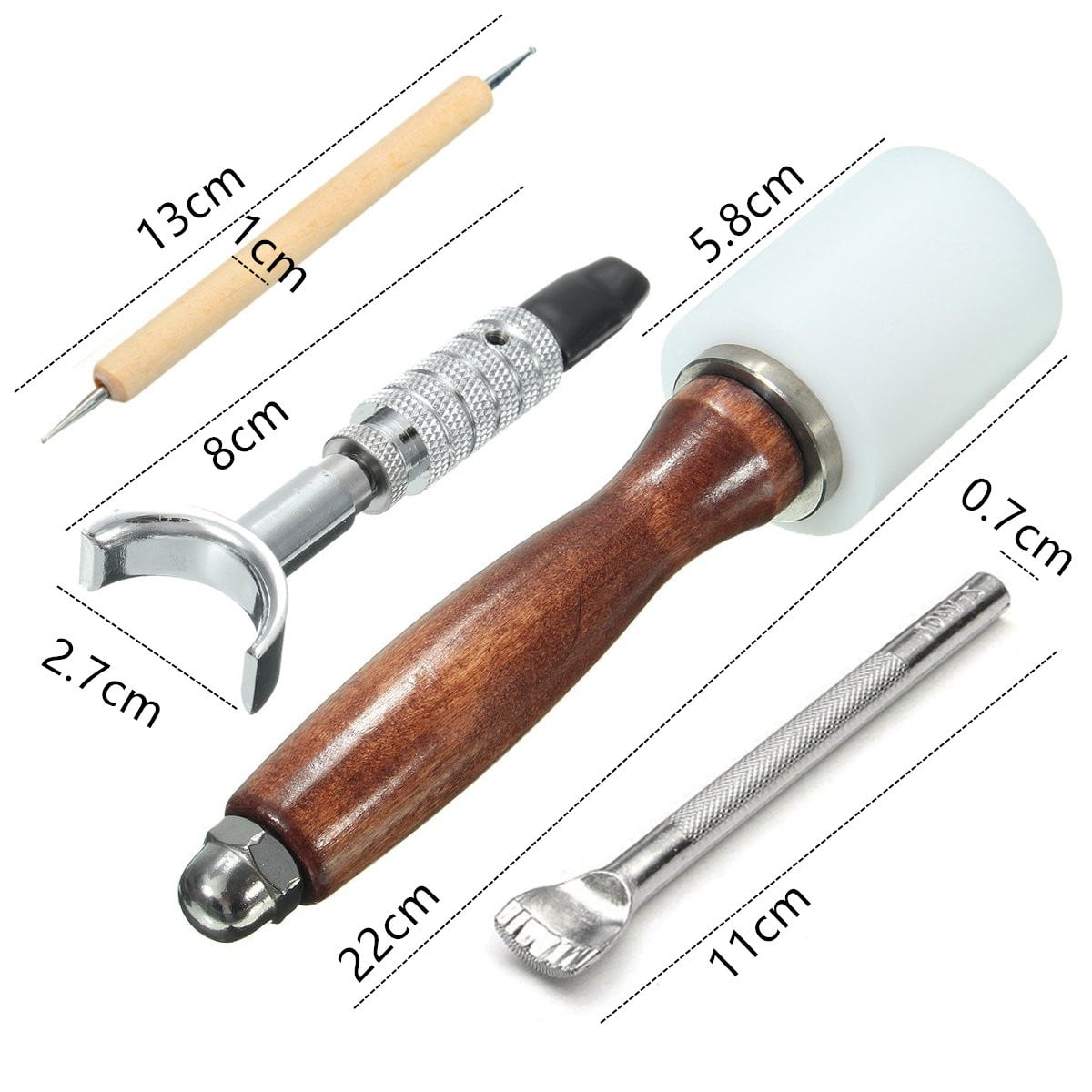 25PCS Leather Craft Carving Tools Kit Stamping Hammer Embossing Beveler Manual
