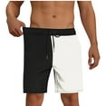 thumbnail image 4 of Gfyviroh Casual Shorts for Men Color Block Trendy Drawstring Beach Shorts Elastic Waist Patchwork Pockets Shorts, 4 of 9
