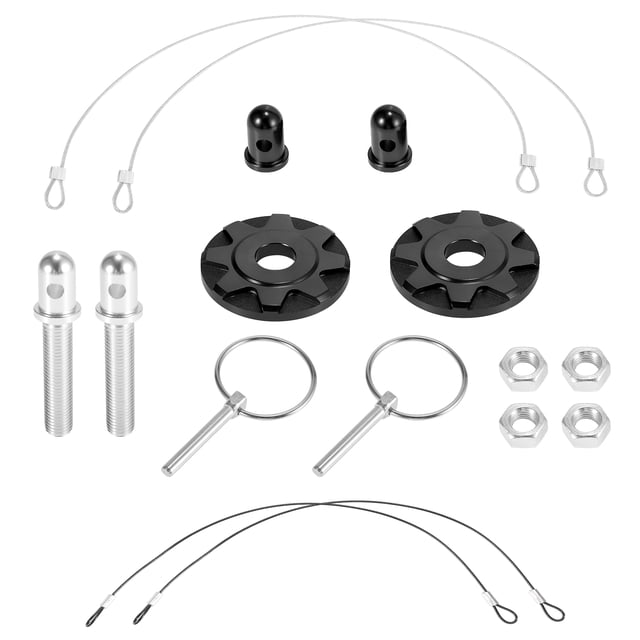 Unique Bargains 2 Set Red Universal Car Hood Pin Kit Hood Pin Lock Latch Catch Set Aluminum Alloy