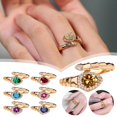 thumbnail image 2 of Anillo de serpiente color champán para mujer, con piedras preciosas de colores, estilo moderno, engastado con diamantes, un anillo ligero, lujoso y versátil., 2 of 7