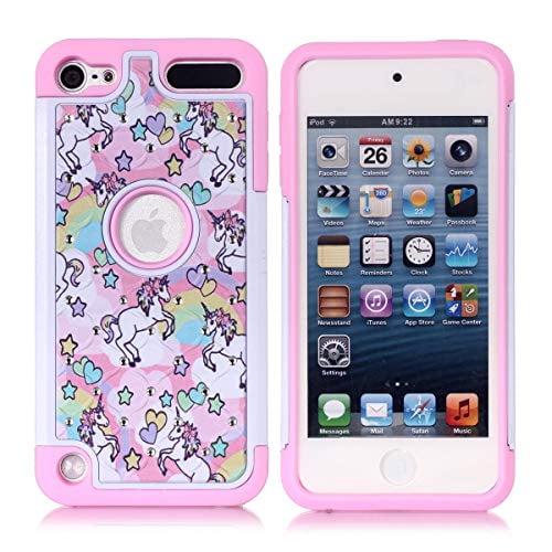 Apple Ipod Touch 5 6th Case Ipod 7th Generation Case Rainbow Unicorn Pattern Shockproof Studded Rhinestone Crystal Bling Hybrid Case Silicone Protective Armor For Apple Ipod Touch 5 6th Generation Walmart Com