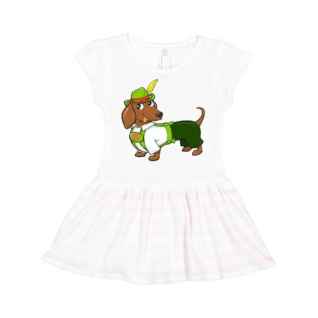 

Inktastic Cute brown dachshund in traditional German costume Gift Toddler Girl Dress