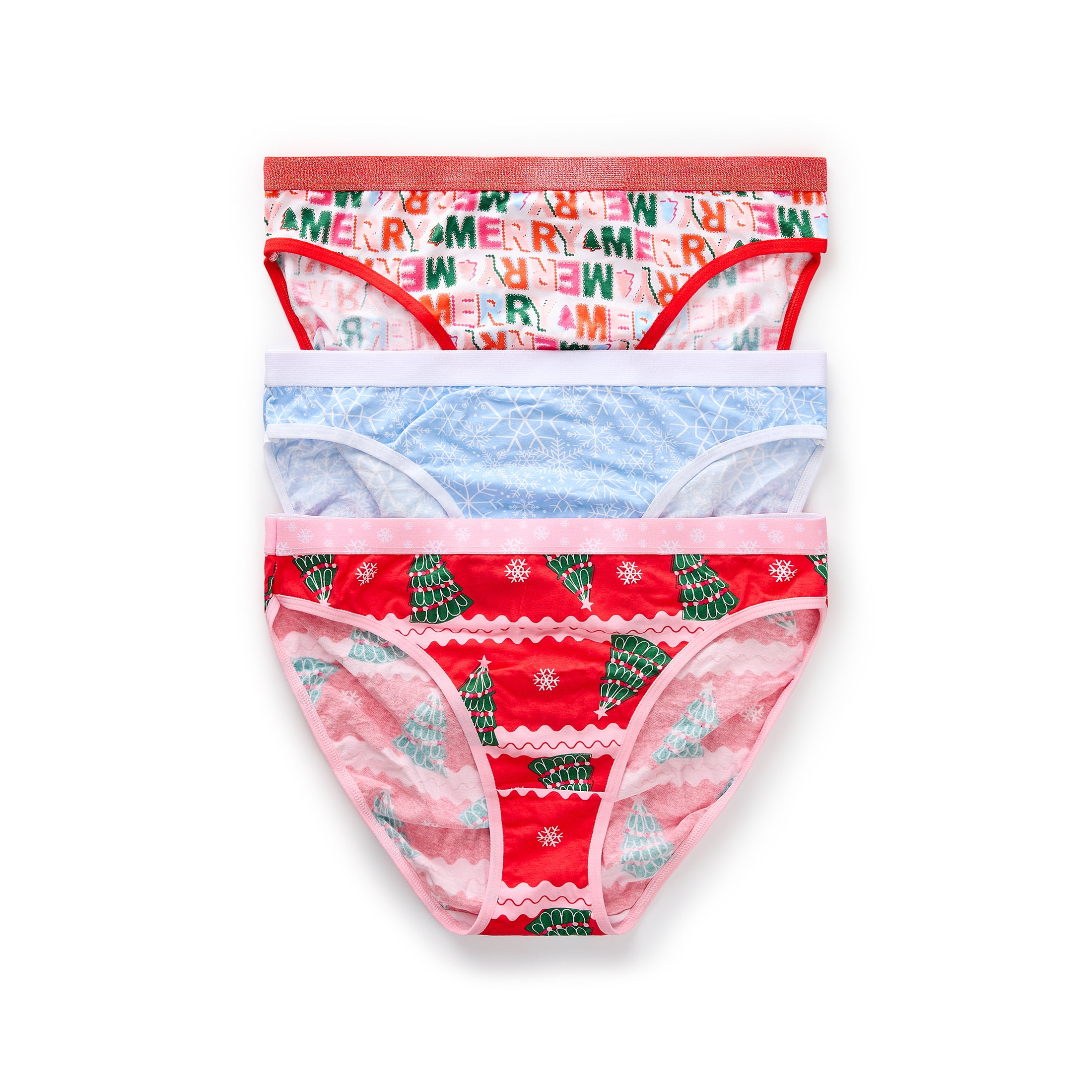 Packed Party Women's Snowman Giftable Christmas, 3-Pack Bikini Panties, Sizes S-XXL