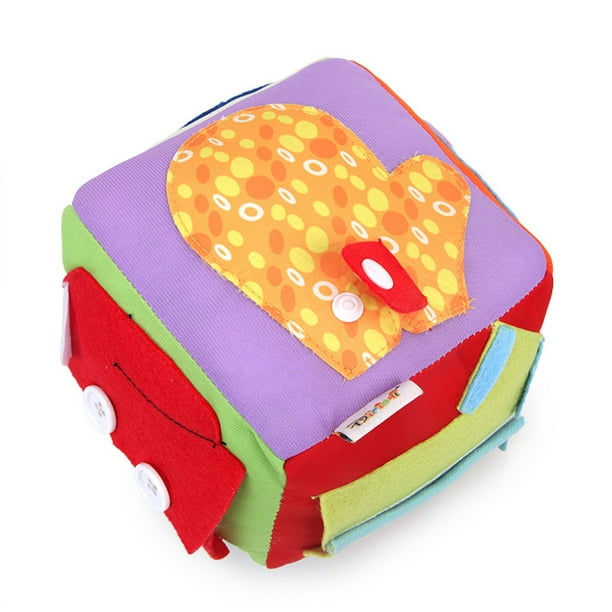 Dados cúbicos Juguete de aprendizaje de actividad cúbica para niños con botones de cordones con cremallera y más juguetes sensoriales para bebés para niños pequeños Meterk Dados cúbicos