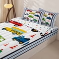 thumbnail image 3 of Manfei Police Car Zipper Twin Comforter Sets with Fitted Sheet and 2 Pillowcases,Striped Pattern Zipper Bedding Set,White,Polkadot Reversible,4pcs, 3 of 8