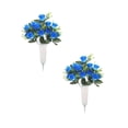 thumbnail image 2 of 2 Sets Rose Cemetery Flowers with Vase for Grave, Artificial White Calla Lilies & Velvet Roses, Outdoor Memorial Flowers for Headstones, Graveyard Decoration, 2 of 4