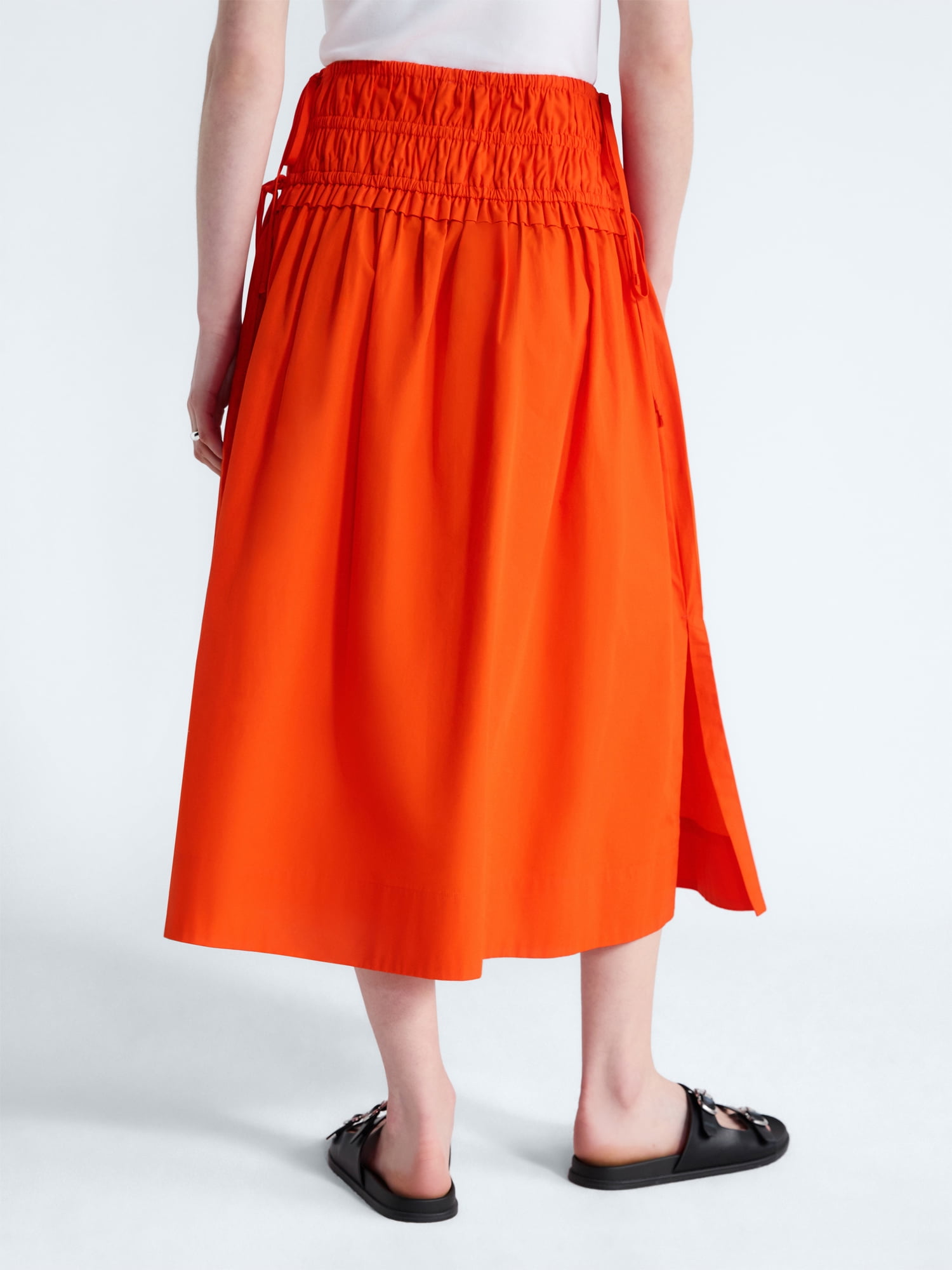 Free Assembly Women's and Women's Plus Smocked Drawstring Cotton Maxi Skirt, Sizes XS-4X
