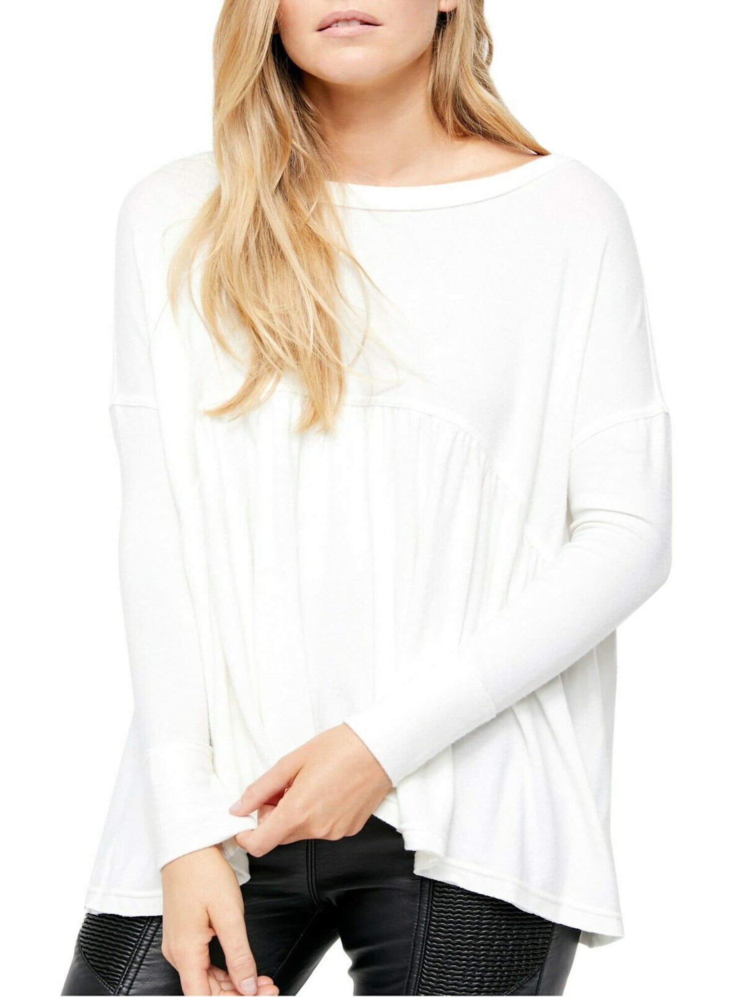 free people white long sleeve top