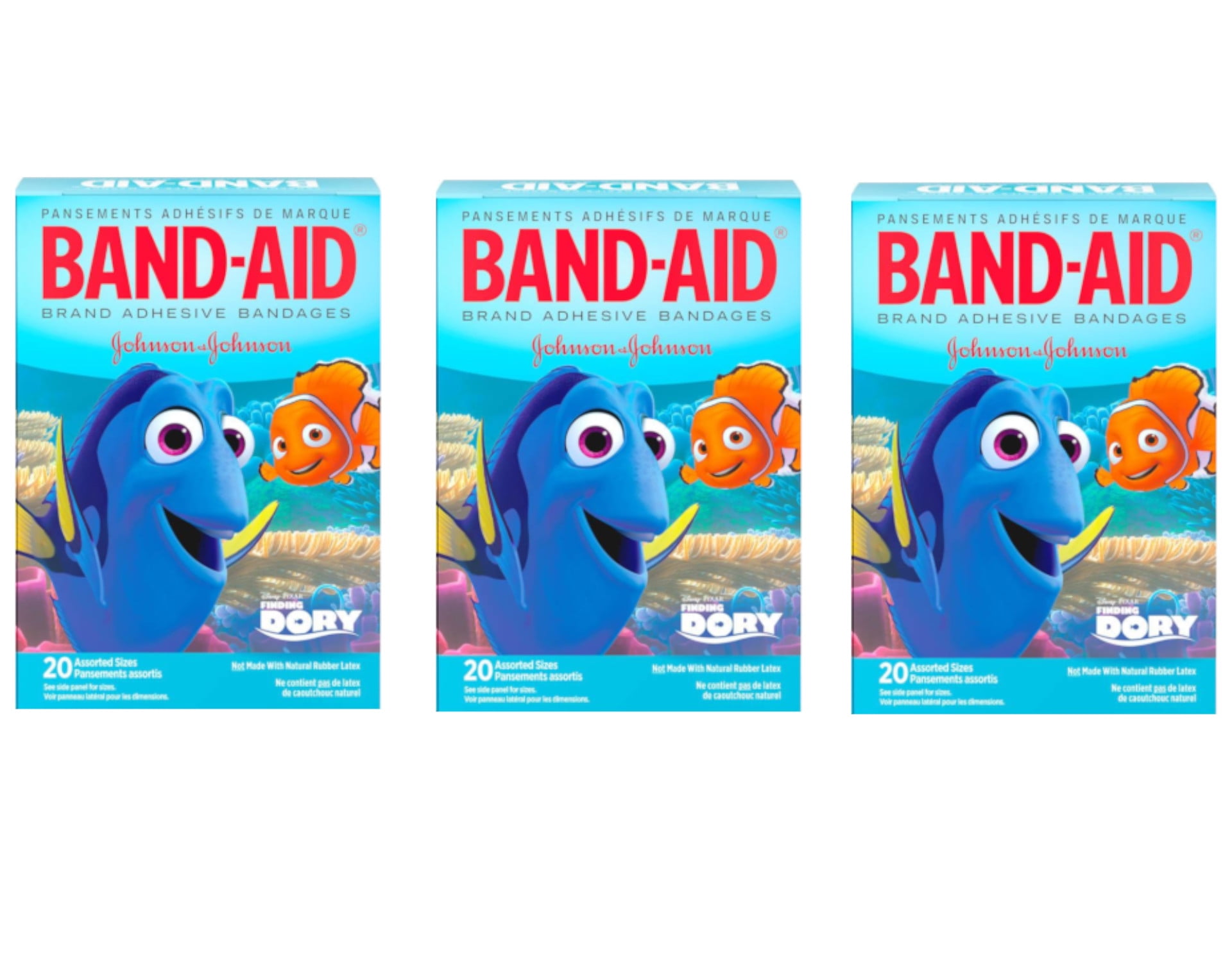 Band-Aid Bandages, Disney/Pixar Finding Dory, Assorted Sizes 20 ct (Pack of 3)