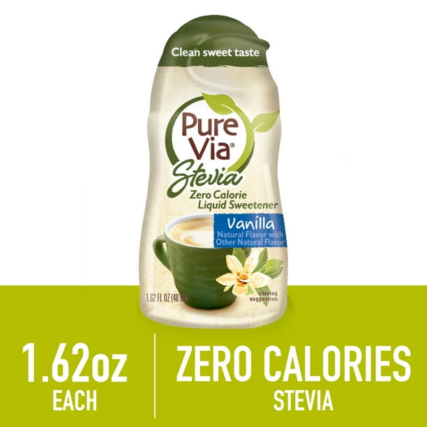 Pure Via Vanilla, All Natural Liquid Stevia Sweetener, 1.62 Oz Bottle