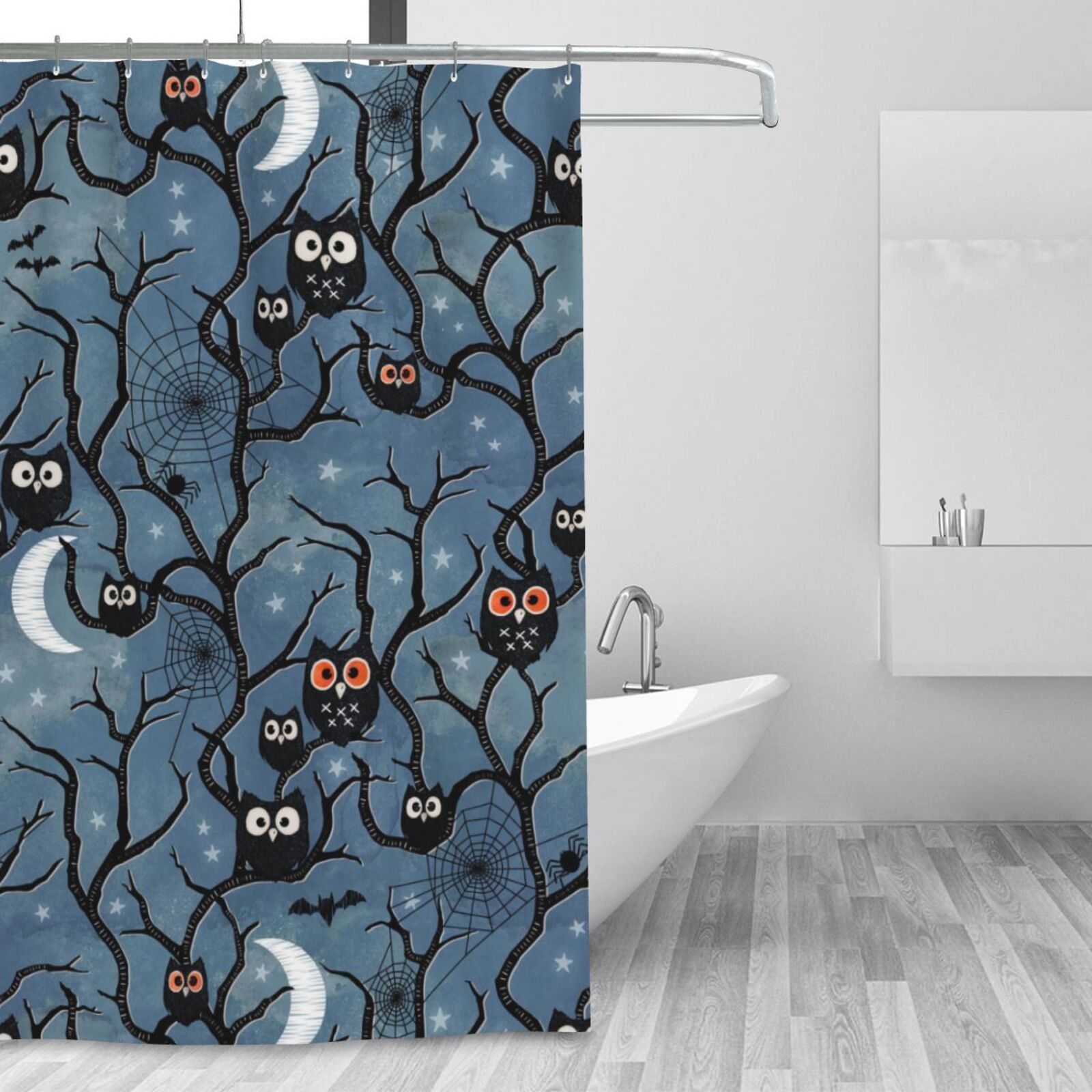 Woods Owls Shower Curtain with 12 Hooks Polyester Waterproof Shower