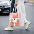 thumbnail image 6 of YFYANG Reusable Cotton Canvas Tote Shopping Bag, Cartoon Fox Washable Portable Grocery Bag for Daily Travel, 6 of 8