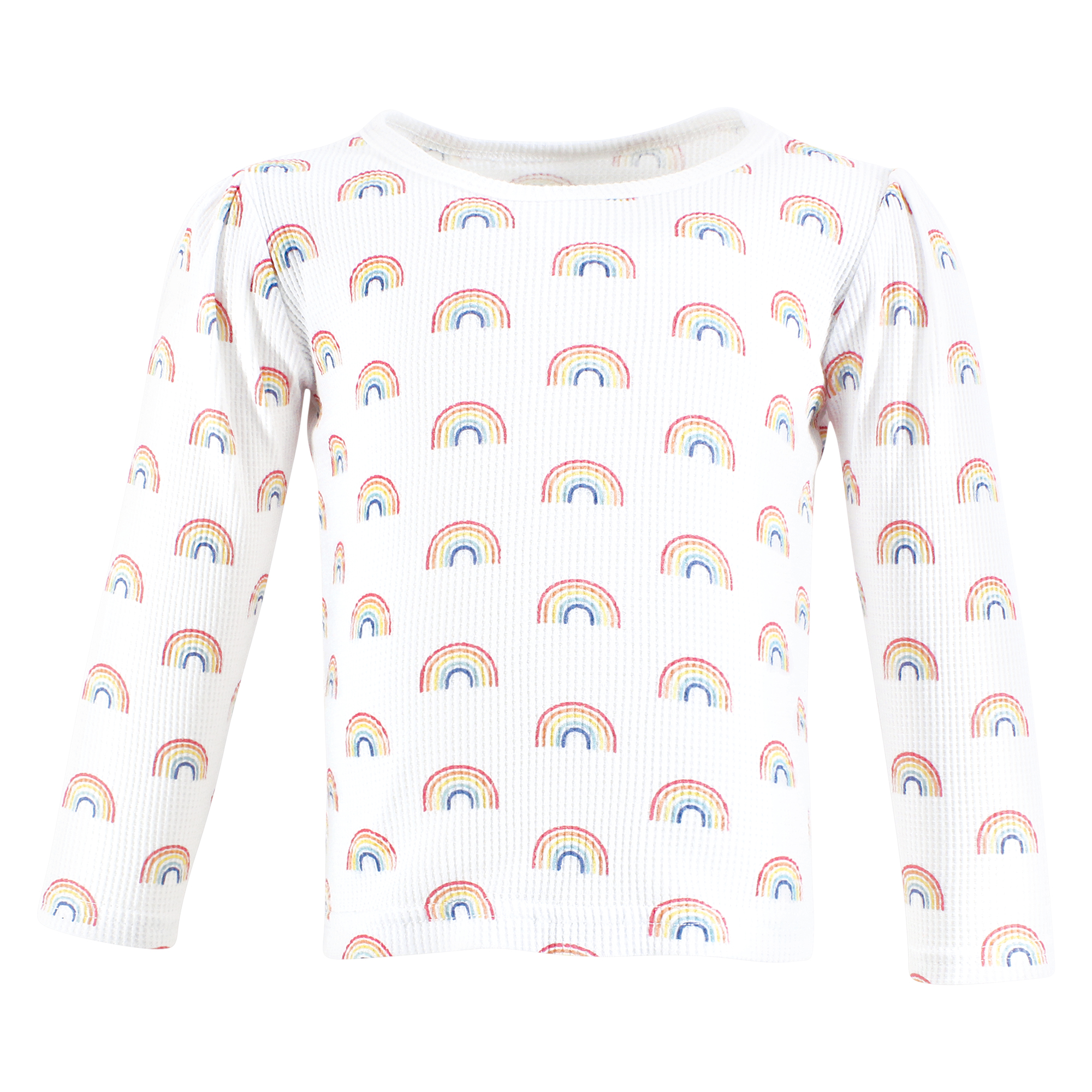 Hudson Baby Infant Girls Thermal Long Sleeve Tees 5pk, Creative Rainbows, 4T