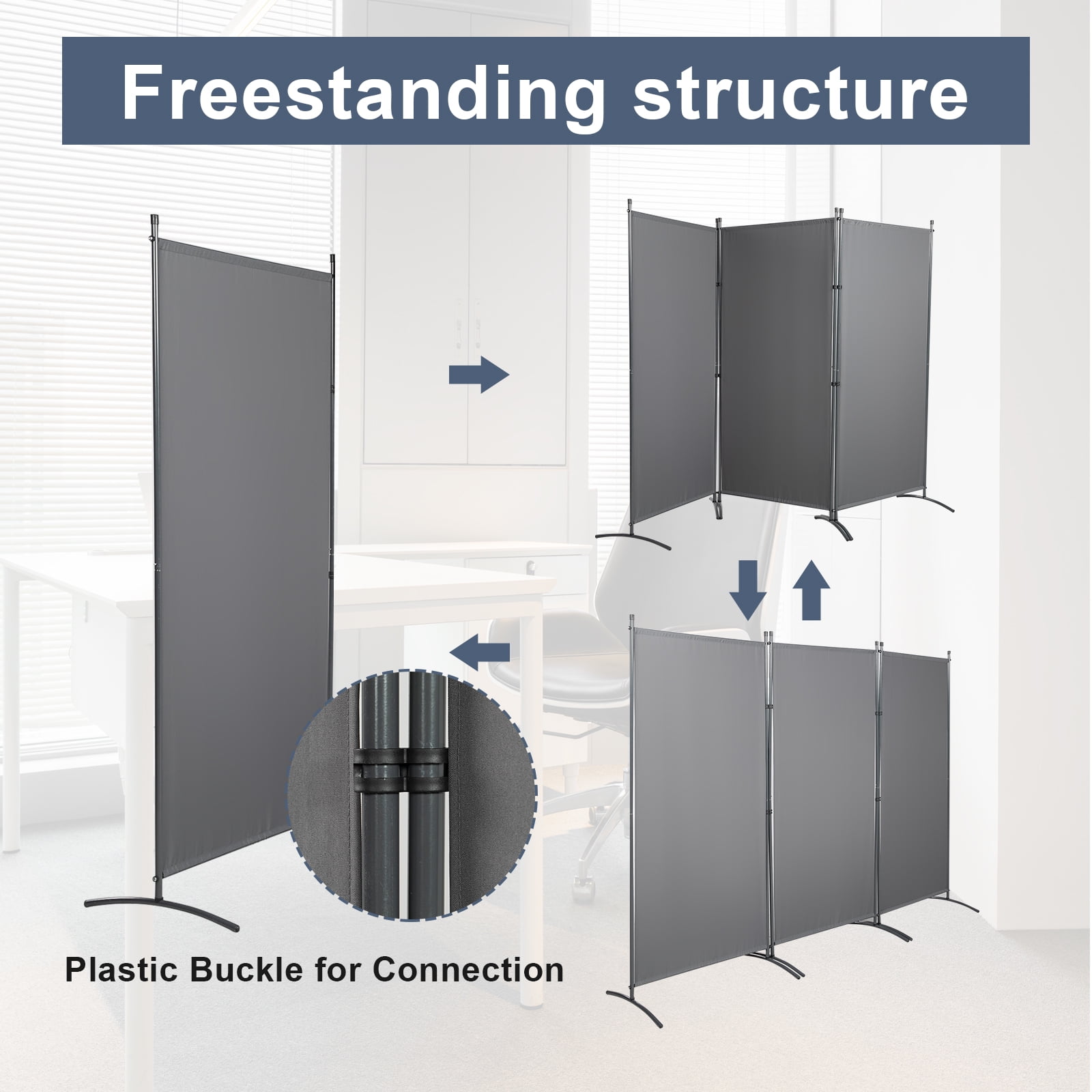 Buy YASRKML 3 Panel Room Dividers Folding Privacy Screens, Fabric Portable Partition Wall Panels