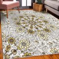 thumbnail image 3 of Ethnic Decorative Rug, Vintage Abstract Flower Swirls Leaves Doily Style Pastel Illustration, Quality Carpet for Bedroom Dorm and Living Room, 6 Sizes, Khaki Cream, by Ambesonne, 3 of 4