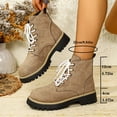 thumbnail image 2 of Suede Riding Boots for Women Chunky Lug Sole Low Heel Lace up Fall Winter Dress Booties Casual Round Toe Work Boots, 2 of 6