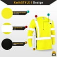 thumbnail image 2 of KwikSafety (Charlotte, NC) OPERATOR Long Sleeve Safety Shirt (w/ POCKET & Solid Reflective Tape) Class 3 ANSI OSHA Custom High Visibility Construction Security Hi Viz Clothing Gear Men | Yellow Small, 2 of 7