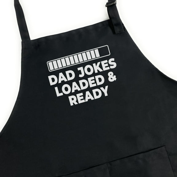 GuyAprons Dad Jokes Loaded And Ready Apron, Funny Apron for Men, BBQ Grill Apron, Funny Apron for Dad
