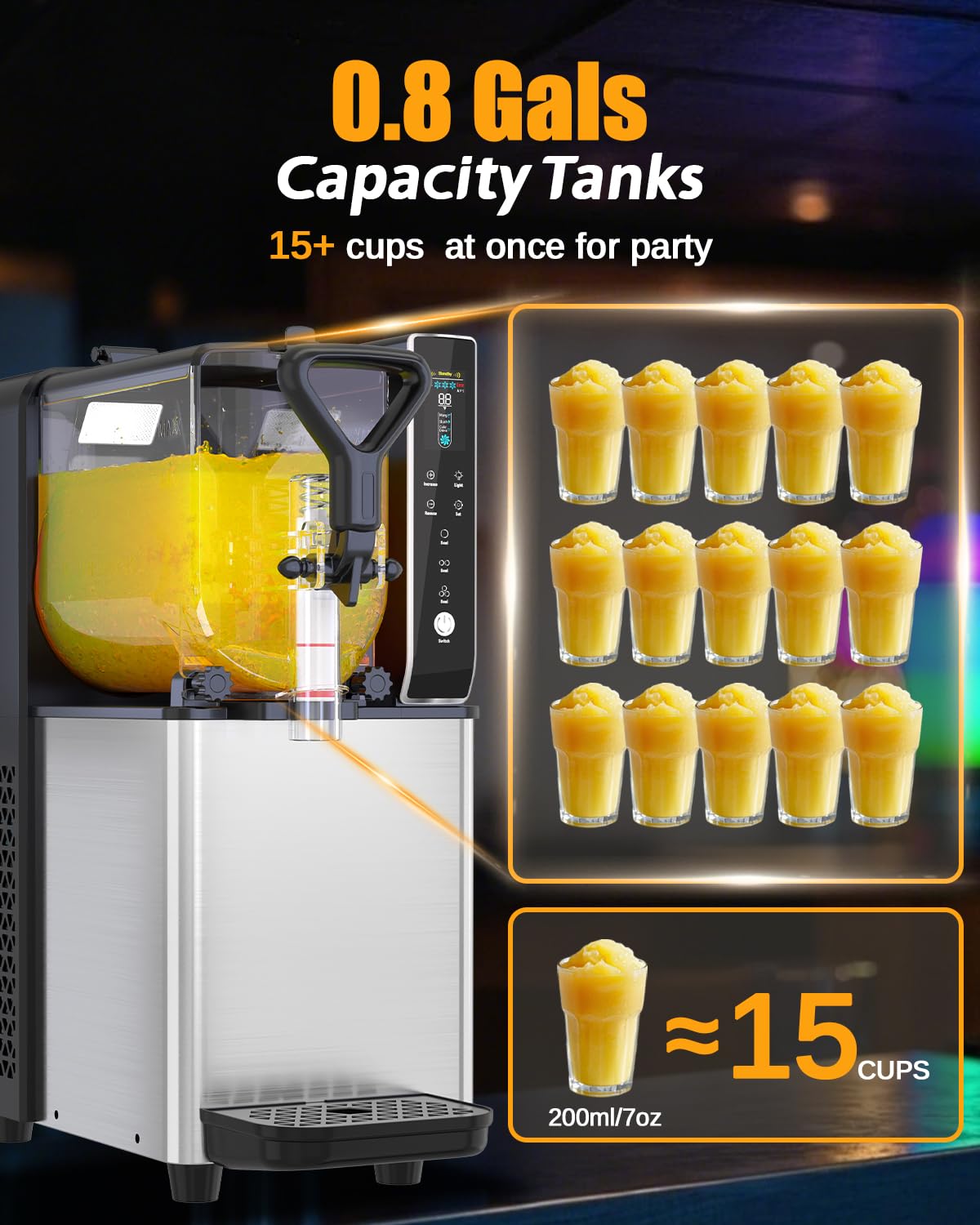 Slushy Machine for Home, No Ice Needed, 0.8 Gallons Slushie Maker with Food-Grade Tank & Smart Control for Slushy Margaritas Daiquiri & Frozen Drinks, Smoothie Maker for Birthday Party Kitchen