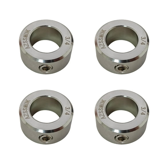 AZSSMUK Collares de eje de acero inoxidable con orificio de 3/4" y tornillo de fijación, 4 piezas